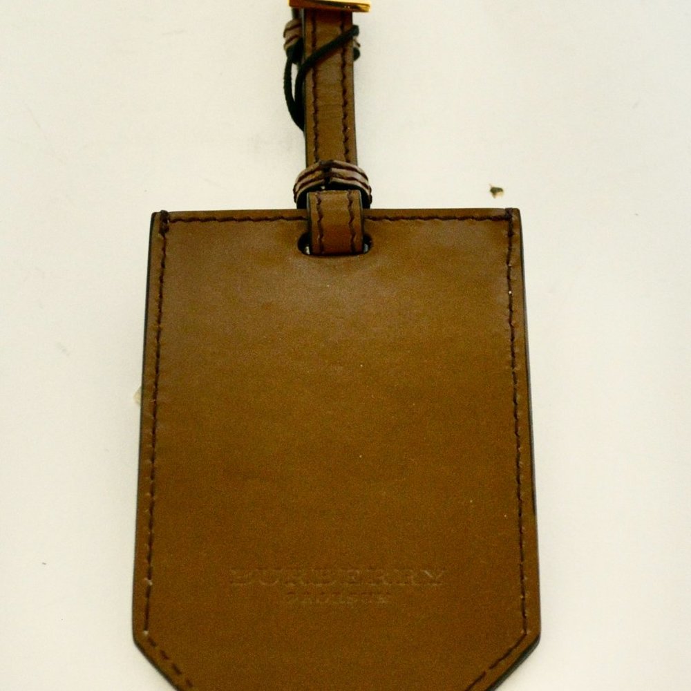 NWT  BURBERRY PRORSUM EYELET FRINGE LEATHER LUGGAGE TAG - Picture 3 of 5